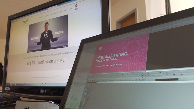 Die Website von av22 und der Slogan der Deutschen Telekom für die CeBIT