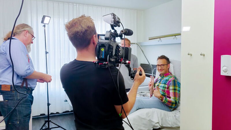 Dreharbeiten in einem Krankenhaus