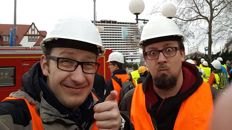 Philipp und Julian Klietz kurz vor der Sprengung